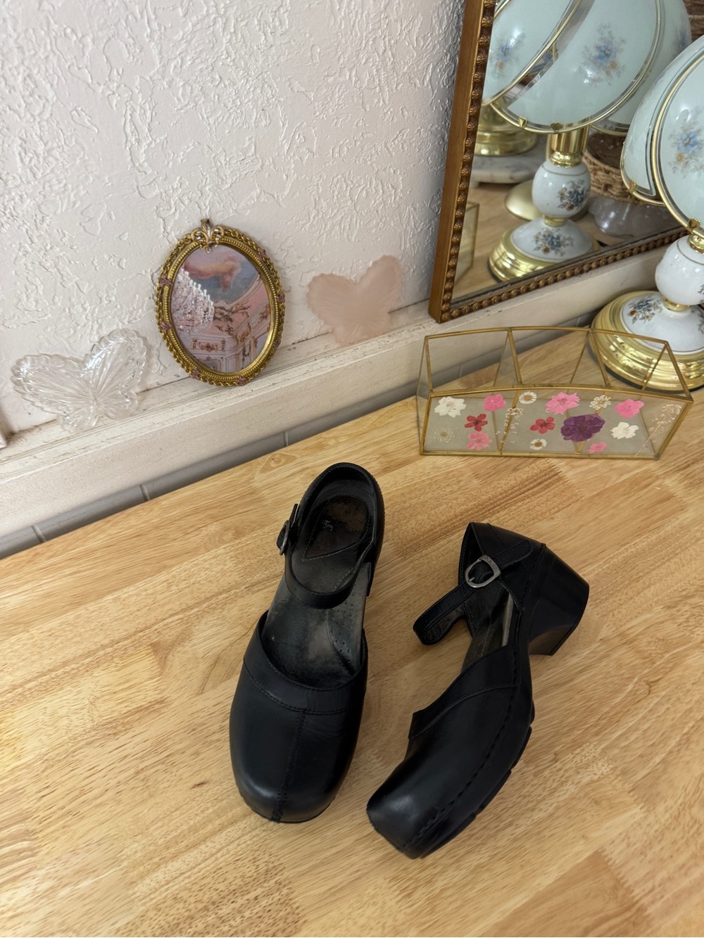 Whimsical Dansko Black Leather Mary Jane Chunky Heel Comfort Shoes EU 40 Indie